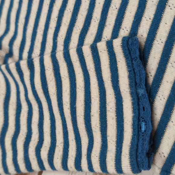 Boden Teal/White Pointelle Shirt 3/4Y - Picture 3 of 6